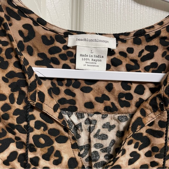 Beachlunch lounge Leopard print split neck shift dress L - Picture 5 of 11